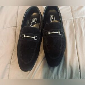 Asos black slip on fuax suede dress loafer Wide Fit 10.5